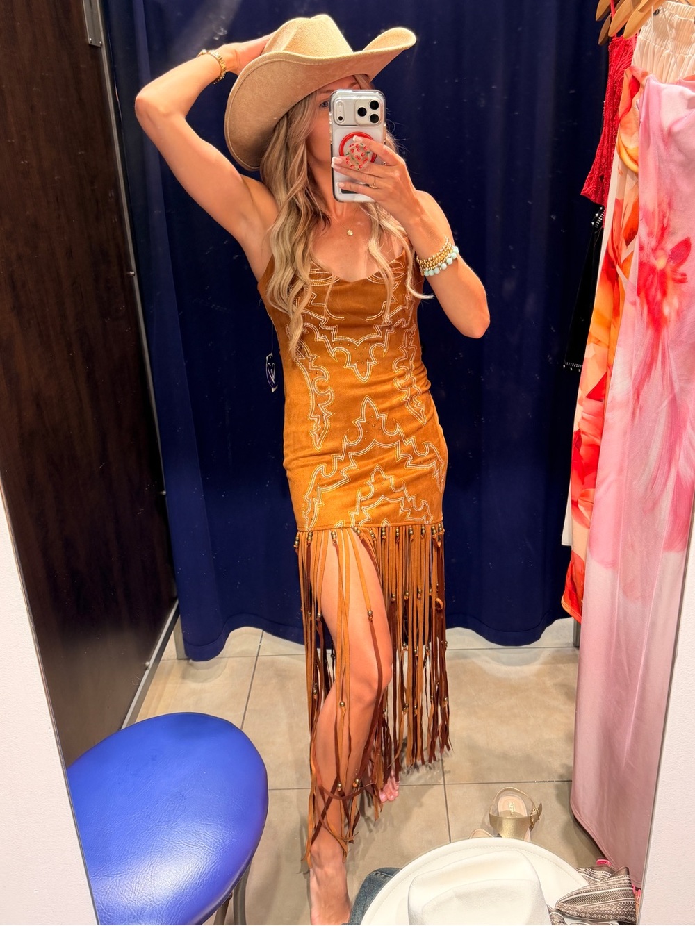 Windsor Mustard Fringe Midi Dress with Embroidered Detail